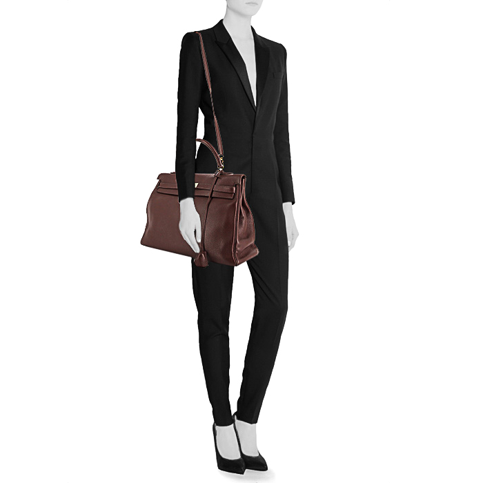 Borsa Hermes Kelly 35 cm in pelle togo marrone - Detail D2