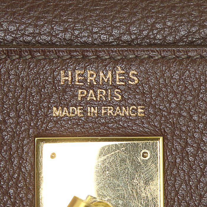 Borsa Hermes Kelly 35 cm in pelle togo marrone - Detail D4