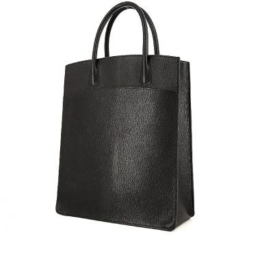 Hermes White Bus shopping bag in black goat