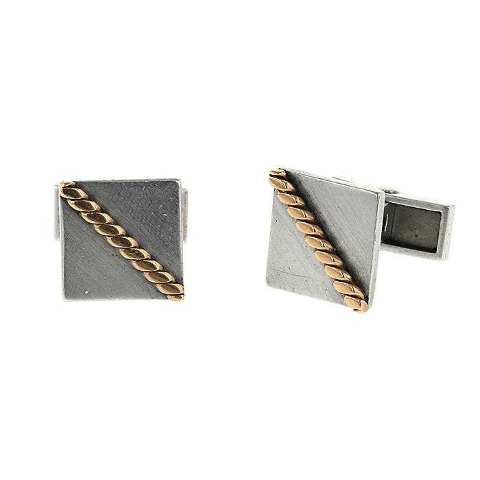Square A Bathing APE 1980's pair of cufflinks in silver and pink gold - 00pp