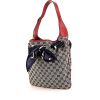 Shopping bag Gucci Positano in tela monogram grigia e pelle rossa - 00pp thumbnail