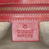 Gucci Positano shopping bag in grey monogram canvas and red leather - Detail D3 thumbnail