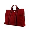 Borsa Hermès in tela bicolore rossa e marrone - 00pp thumbnail