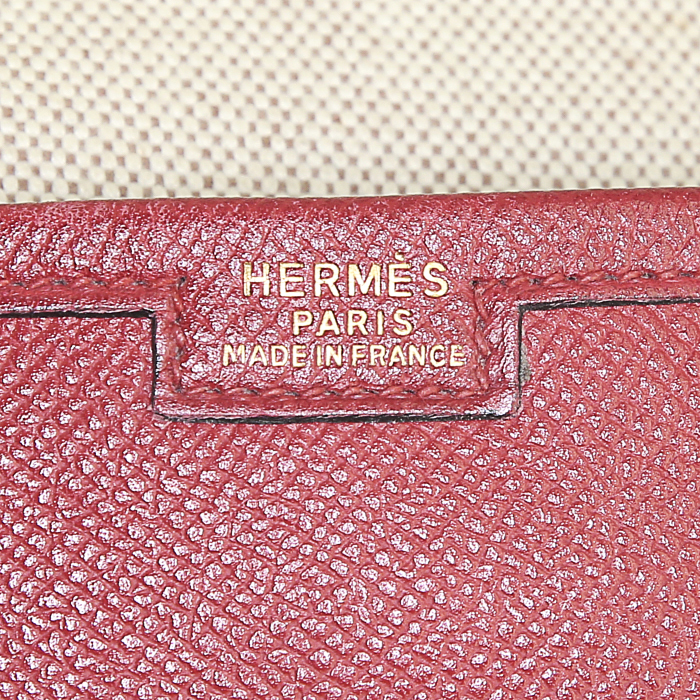 Pochette Hermes Jige modello grande in pelle Epsom rossa - Detail D3