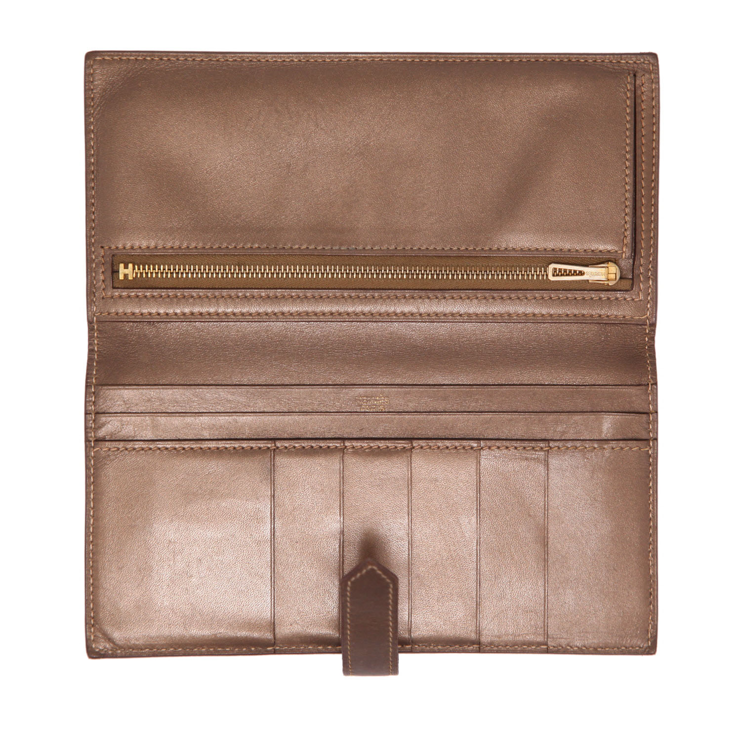 Billetera Hermès Béarn en cuero swift bronce - Detail D3
