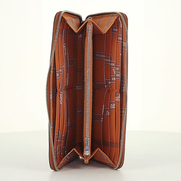 Billetera Hermes Silkin en cuero epsom rojo ladrillo - Detail D2