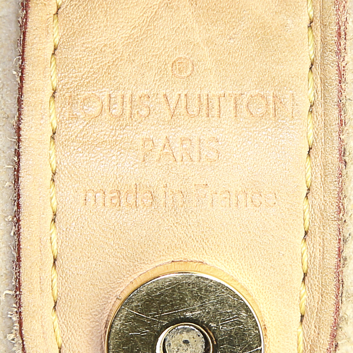 Louis Vuitton handbag in azur damier canvas and natural leather - Detail D3