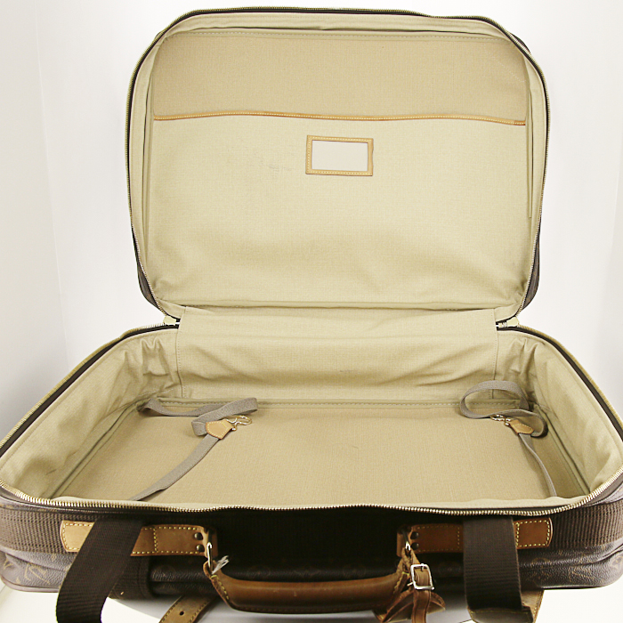 Valise Louis Vuitton Satellite en toile monogram marron et cuir naturel - Detail D2