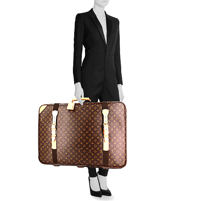 Maleta Louis Vuitton Satellite en lona Monogram marrón y cuero natural - Detail D1