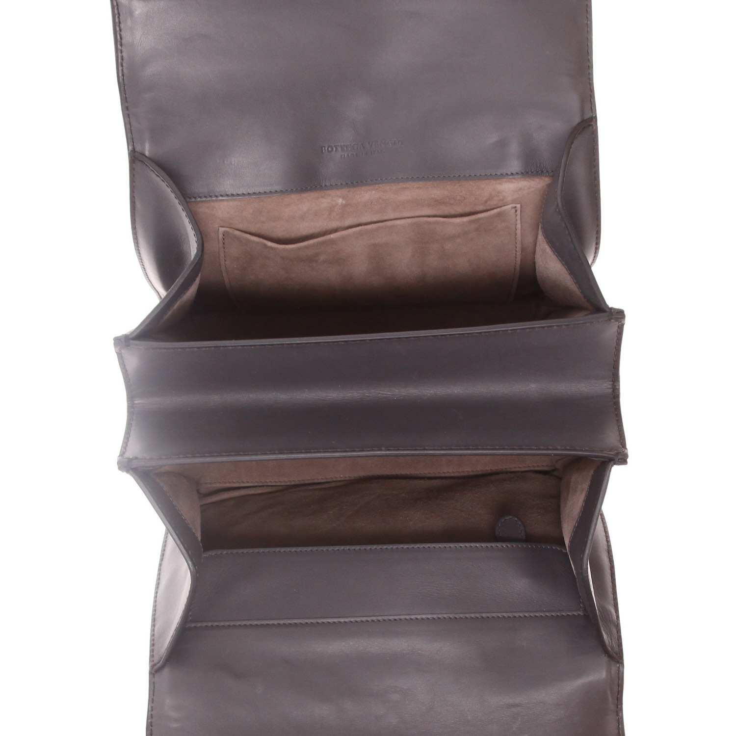 Bolso de mano Bottega Veneta en cuero intrecciato gris - Detail D5