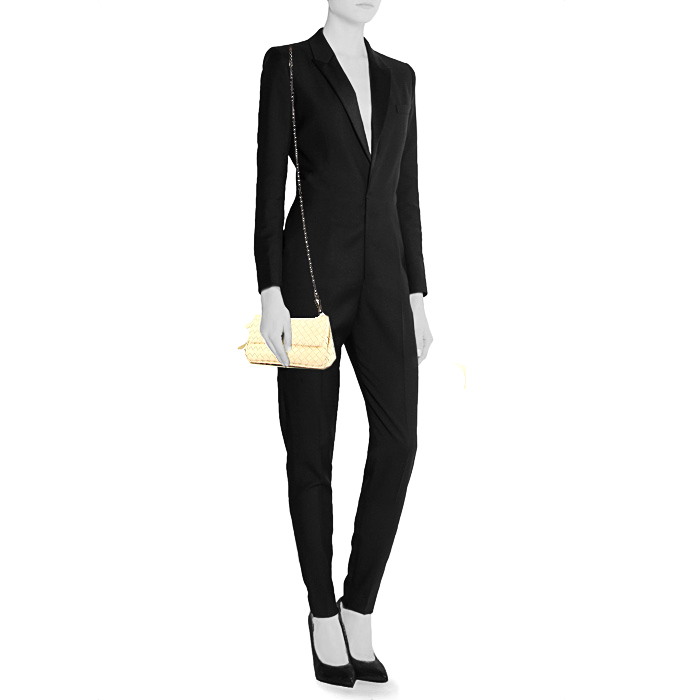 Borsa a tracolla Bottega Veneta in pelle intrecciata beige - Detail D1