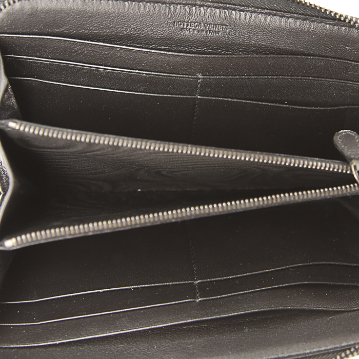 Portafogli Bottega Veneta in pelle intrecciata nera - Detail D2