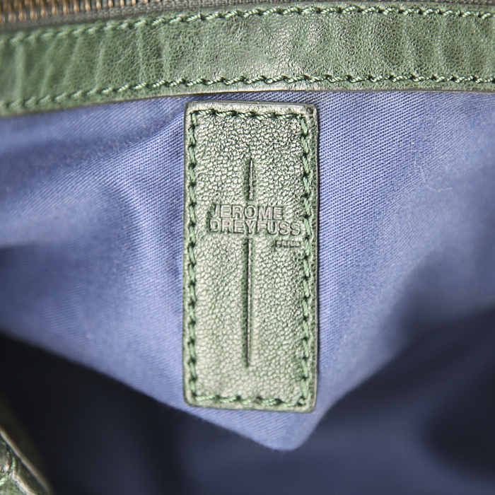 Sac à main Jerome Dreyfuss en cuir grainé vert - Detail D4