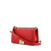 Chanel Boy shoulder bag in red quilted grained leather - 00pp thumbnail