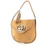 Gucci Britt bag worn on the shoulder or carried in the hand in beige suede and beige braided leather - 00pp thumbnail