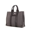 Sac cabas Hermes Toto Bag - Shop Bag en toile gris anthracite et cuir togo noir - 00pp thumbnail