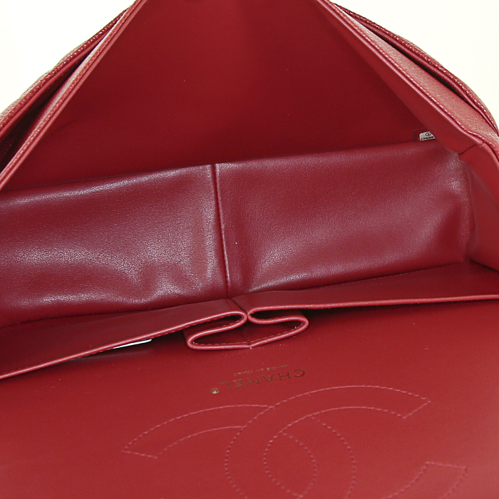 Borsa Chanel Timeless jumbo in pelle martellata rossa - Detail D3