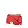 Chanel Boy shoulder bag in red quilted grained leather - 00pp thumbnail