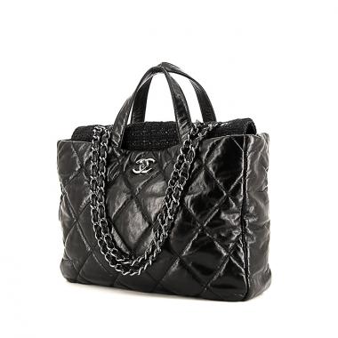 Shopping bag Chanel Portobello in pelle trapuntata nera e tela nera