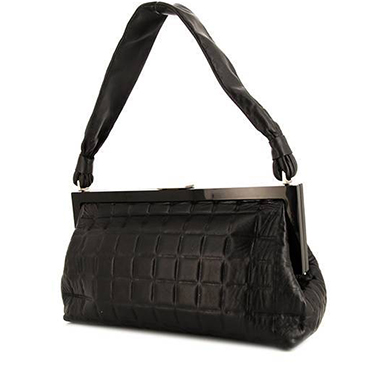 Bolso de mano Chanel Choco bar en cuero negro