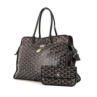 Sac cabas Goyard en toile monogram noire et cuir noir