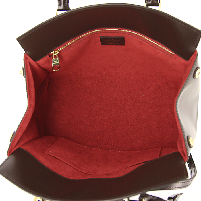 Sac à main Louis Vuitton Rivoli BB en toile damier marron et cuir marron - Detail D3