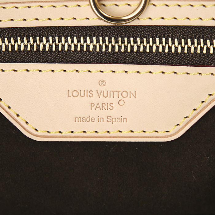 Shopping bag Louis Vuitton Wilshire modello grande in tela monogram marrone e pelle naturale - Detail D3