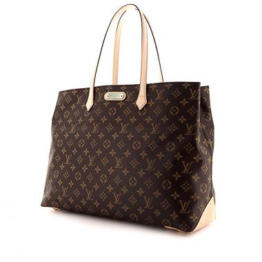 Louis Vuitton Wilshire large model shopping bag in brown monogram canvas and natural leather