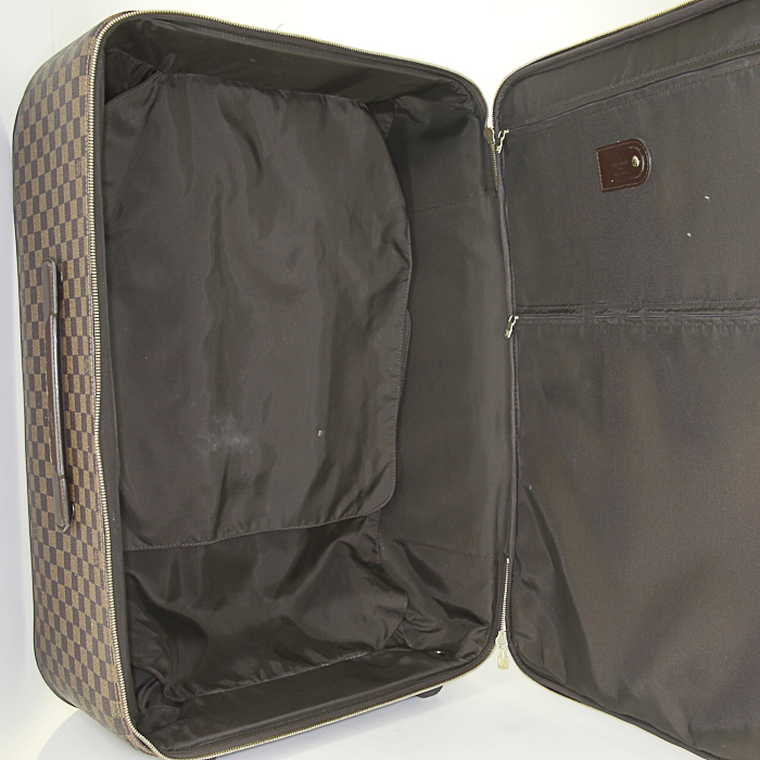 Valise Louis Vuitton Pegase en toile damier ébène et cuir marron - Detail D2