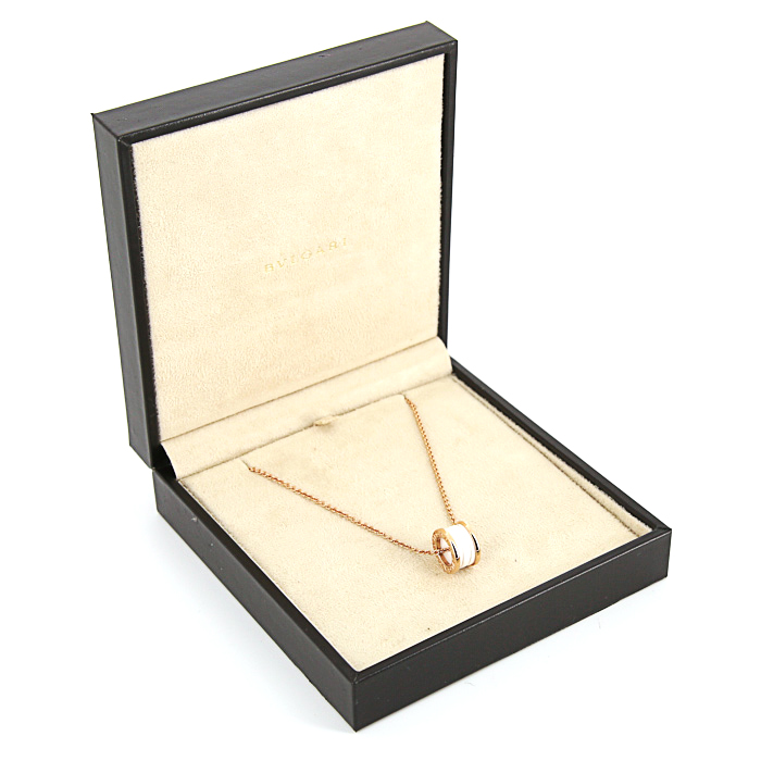 Collier Bulgari B.Zero1 en or rose et céramique blanche - Detail D2