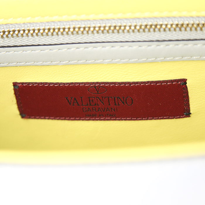 Sac bandoulière Valentino Garavani Lock en cuir vert-d'eau , bleu-ciel jaune et rose - Detail D4