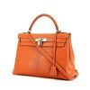 Hermes Kelly 32 cm handbag in orange Potiron grained leather - 00pp thumbnail
