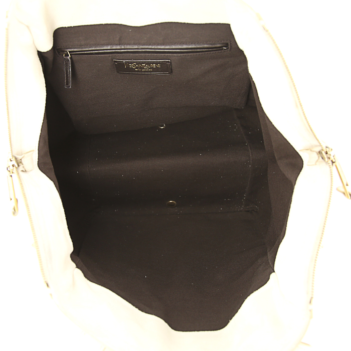 Saint Laurent Downtown small model handbag in cream color leather - Detail D2