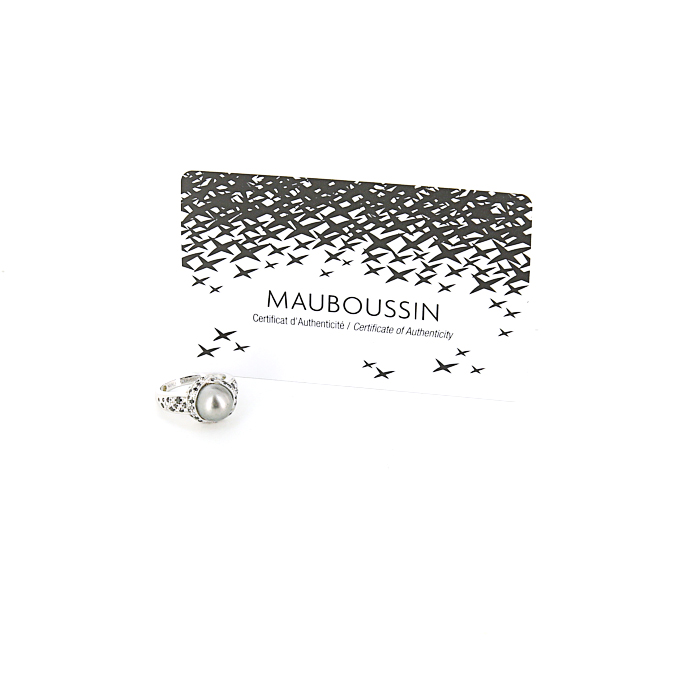 Mauboussin Perle Caviar Mon Amour ring in white gold,  diamonds and diamonds and in cultured pearl - Detail D2