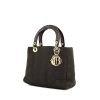 Dior Lady Dior medium model handbag in brown canvas cannage and brown patent leather - 00pp thumbnail