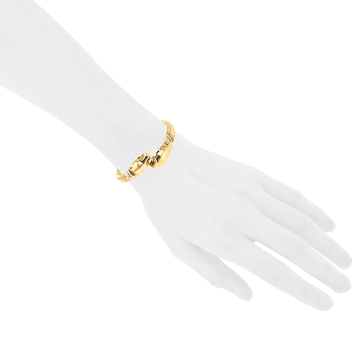 Half-flexible opening Cartier Panthère bangle in yellow gold,  pink gold and white gold - Detail D1