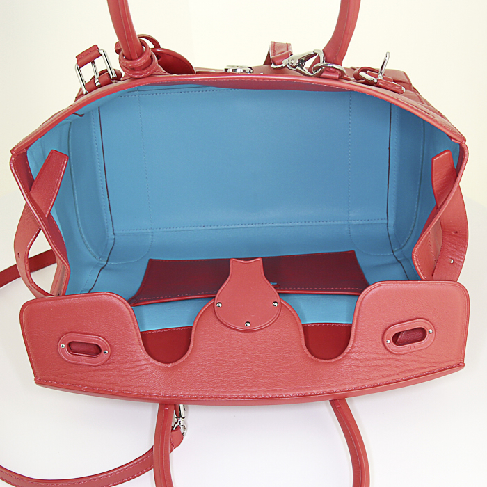 Bolso de mano Ralph Lauren Ricky modelo grande en cuero rojo - Detail D3
