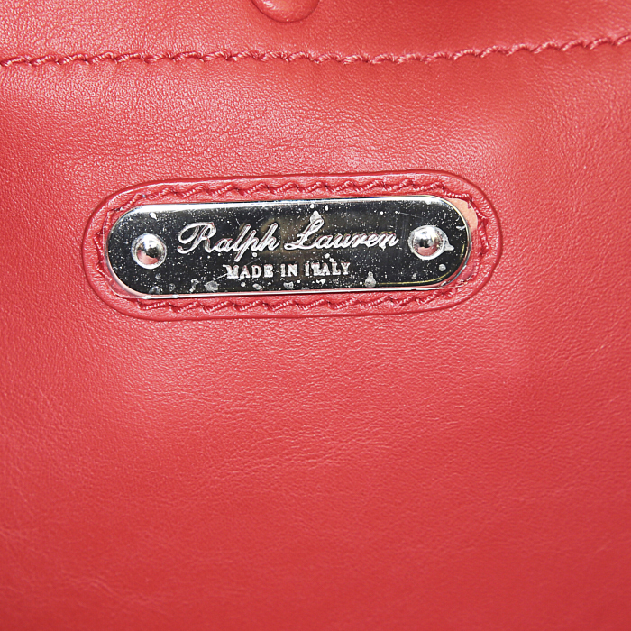 Sac à main Ralph Lauren Ricky grand modèle en cuir rouge - Detail D4