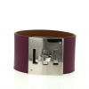 Hermès cuff bracelet in leather and palladium - 360 thumbnail