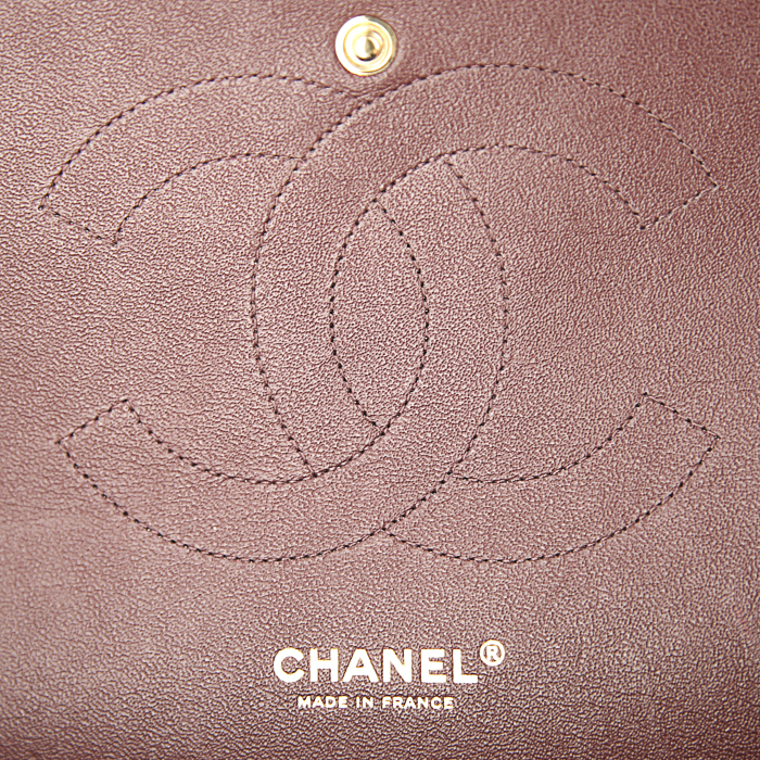 Sac à main Chanel Timeless jumbo en cuir matelassé tricolore rouge-brique bordeaux et beige - Detail D4