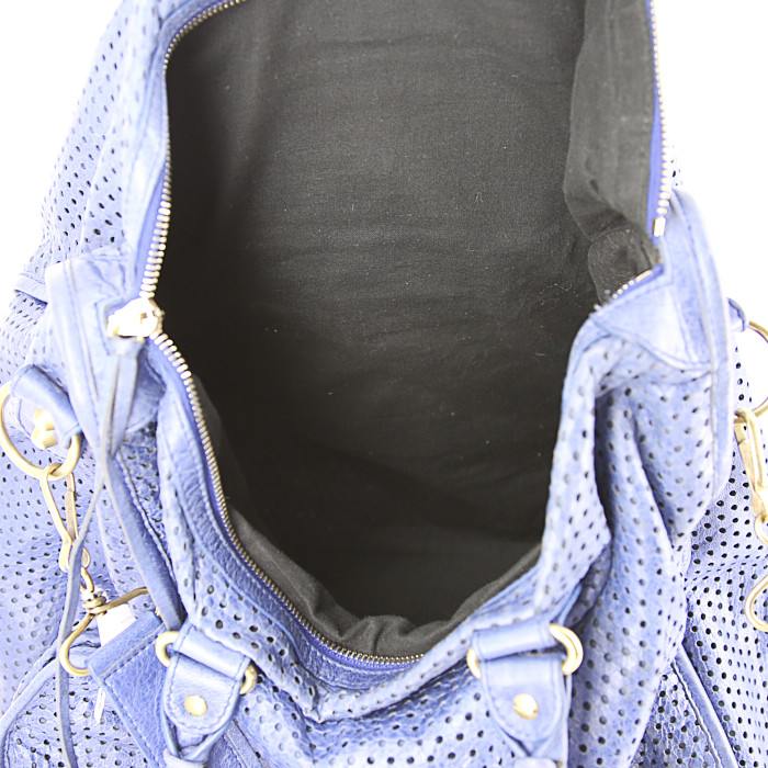 Balenciaga Classic City handbag in blue leather - Detail D3