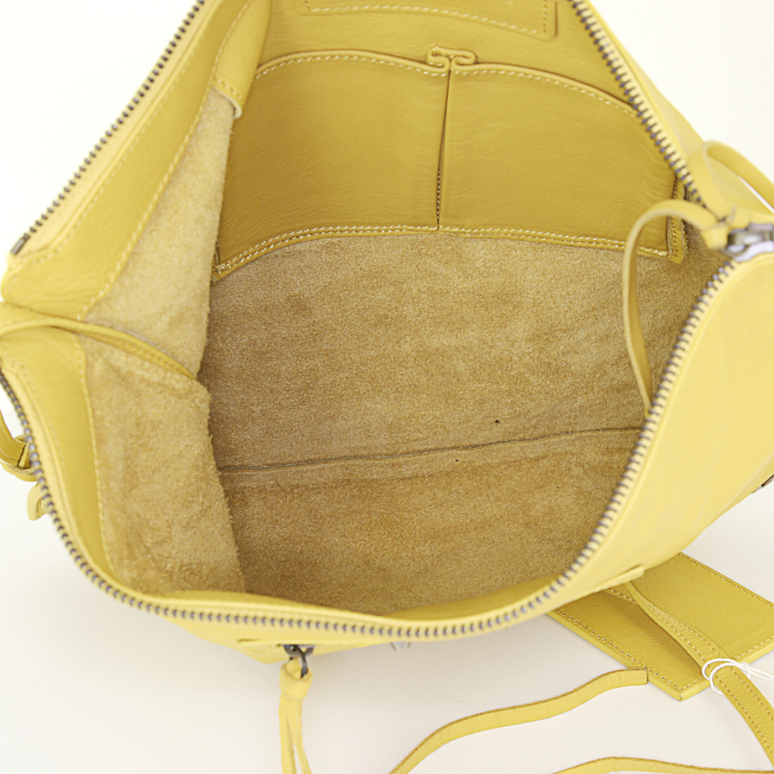 Sac bandoulière Balenciaga Papier Messenger en cuir jaune - Detail D2