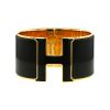 Bracelet ouvrant Hermes Clic Clac taille XL en plaqué or et émail noir - 00pp thumbnail