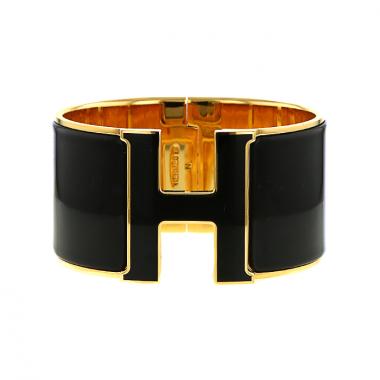 Opening Hermes Clic Clac size XL bracelet in gold plated and enamel