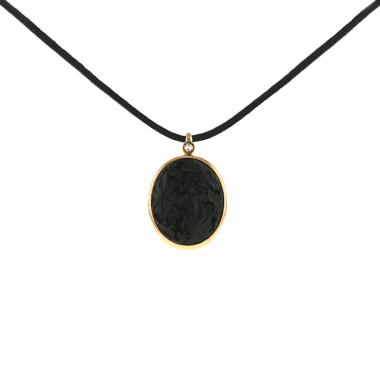 Pendentif Pomellato Victoria en or rose,  jais et diamant