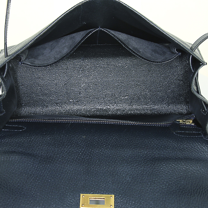 Borsa Hermes Kelly 32 cm in pelle Ardenne blu petrolio - Detail D3