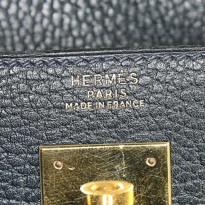 Bolso de mano Hermes Kelly 32 cm en cuero Ardenne azul petróleo - Detail D4