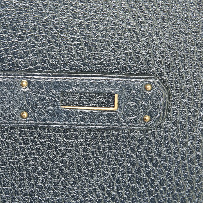 Hermes Kelly 32 cm handbag in blue oil Ardenne leather - Detail D5
