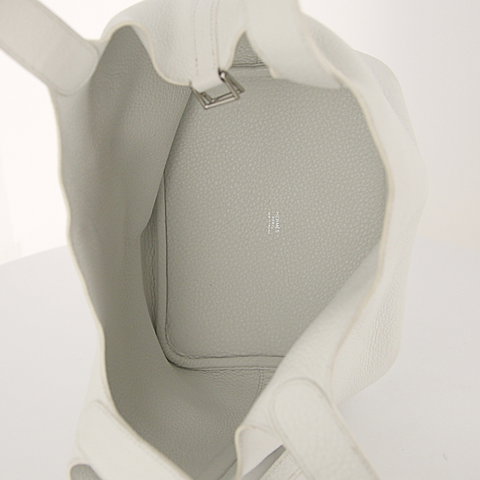 Hermes Picotin handbag in white togo leather - Detail D2