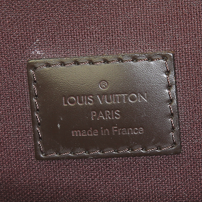 Bolso bandolera Louis Vuitton en lona a cuadros marrón y cuero marrón - Detail D3